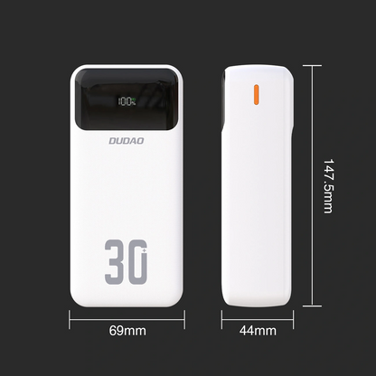 Dudao K15MAX External Battery, 30000mAh, 22.5W, QC + PD, 1 x USB-A - 2 x Lightning - 2 x USB-C, White