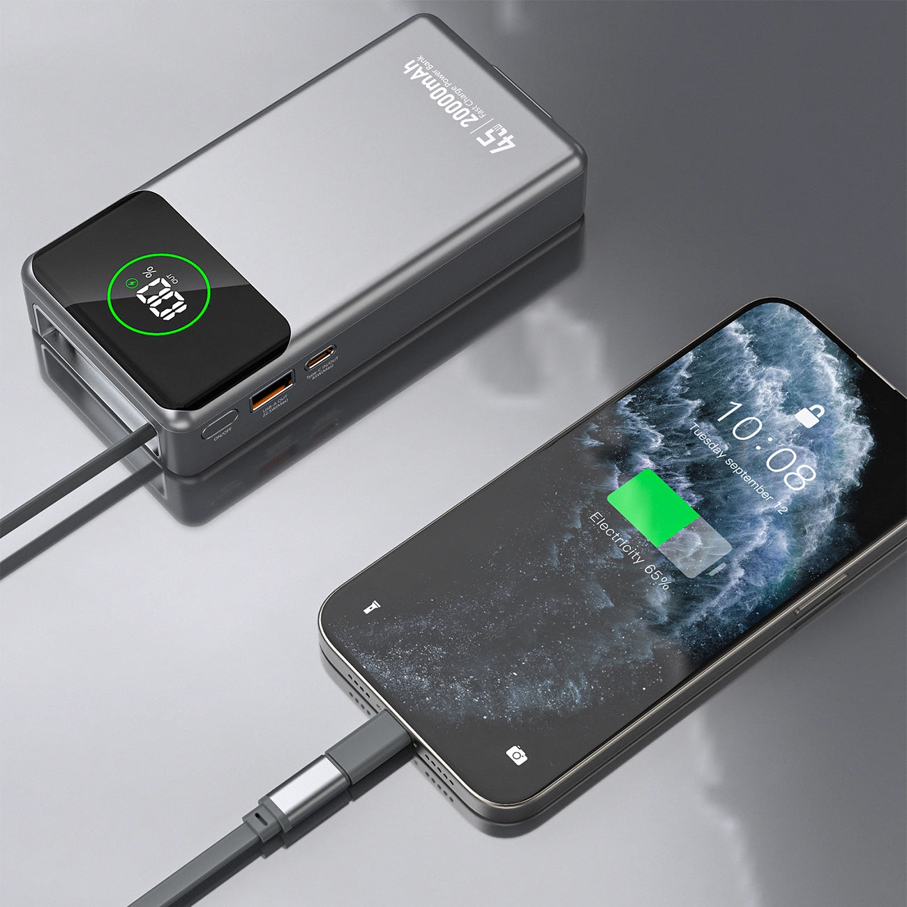 Εξωτερική Μπαταρία Dudao K31 Pro, 20000mAh, 45W, QC + PD, 1 x USB-A - 2 x USB-C, Γκρι