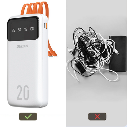 Εξωτερική Μπαταρία Dudao K6Pro+, 20000mAh, 10W, 1 x Lightning - 1 x microUSB - 1 x USB-A - 1 x USB-C, Λευκή