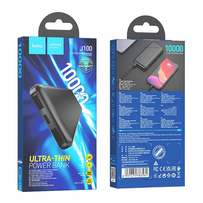 Εξωτερική Μπαταρία HOCO J100, 10000mAh, 10W, 2 x USB-A, Μαύρη