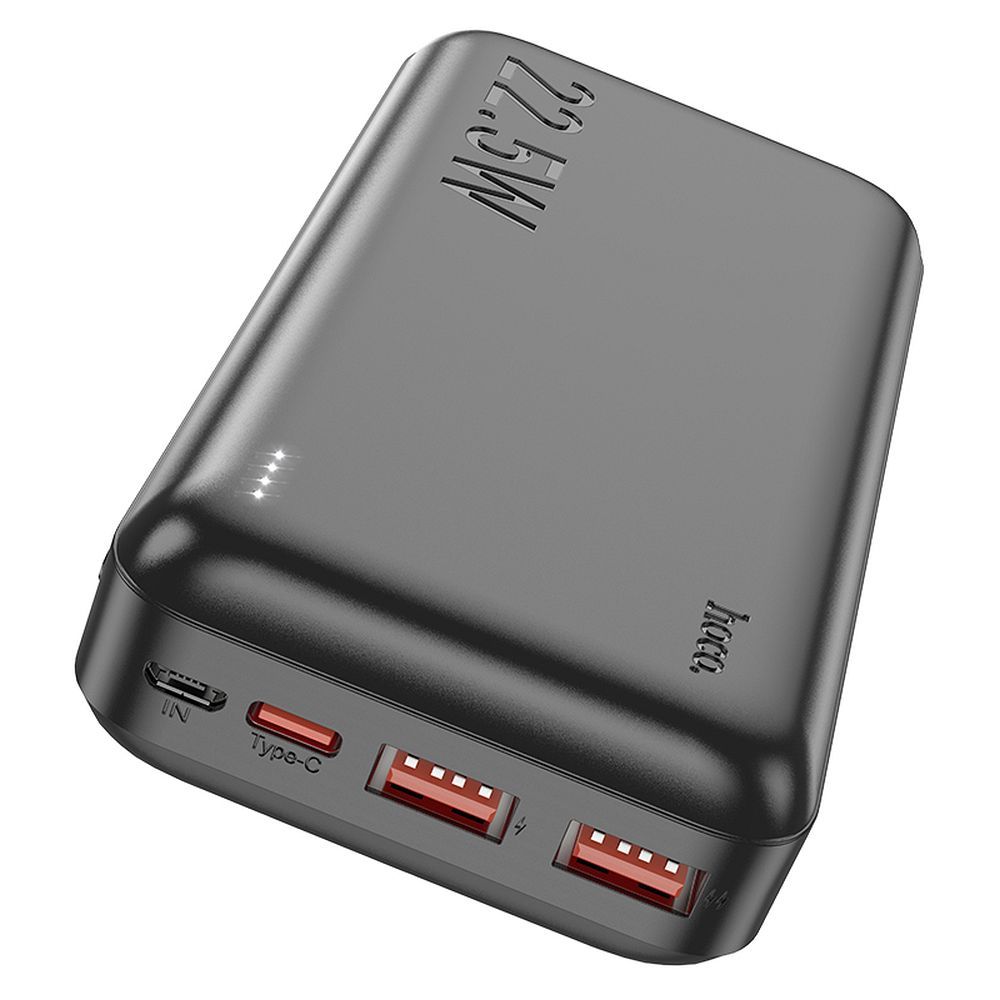 Εξωτερική Μπαταρία HOCO J101A, 20000mAh, 22.5W, QC + PD, 1 x USB-C - 2 x USB-A, Μαύρο