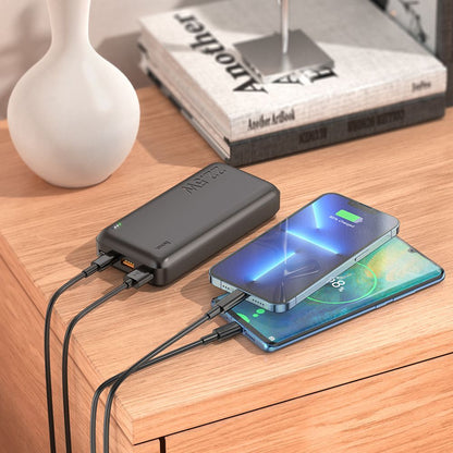 Εξωτερική Μπαταρία HOCO J101A, 20000mAh, 22.5W, QC + PD, 1 x USB-C - 2 x USB-A, Μαύρο