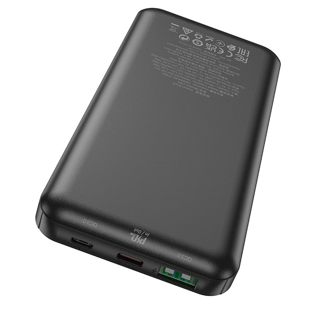 Εξωτερική Μπαταρία HOCO J102, 10000mAh, 20W, QC + PD, 1 x USB-A - 1 x USB-C, Μαύρο