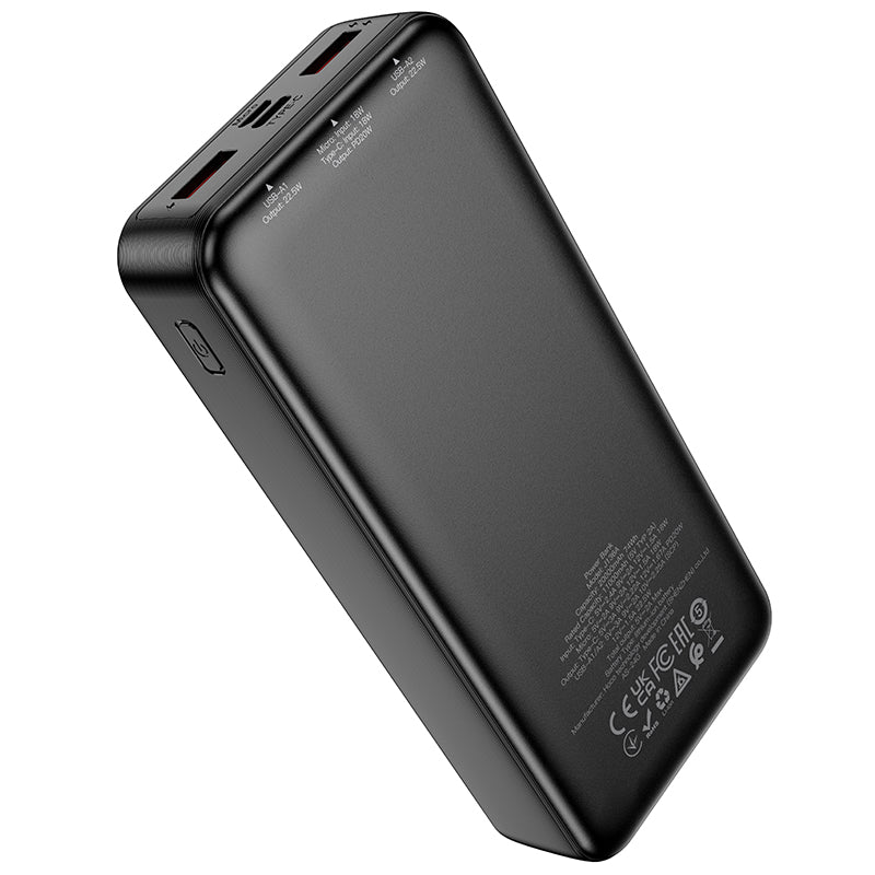 Εξωτερική Μπαταρία HOCO J136A, 20000mAh, 22.5W, QC + PD, 1 x USB-C - 2 x USB-A, Μαύρο