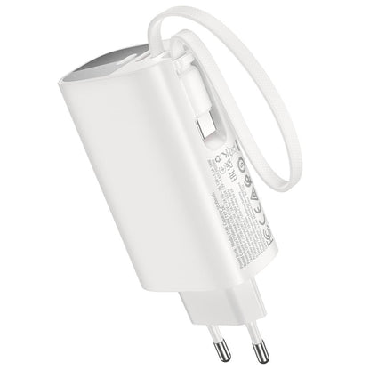 Εξωτερική μπαταρία HOCO J148 2 σε 1, 5000mAh, 20W, PD, 2 x USB-C, Λευκή
