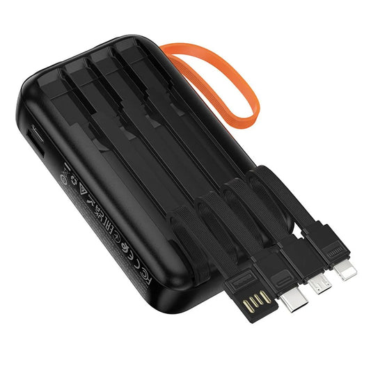 Εξωτερική Μπαταρία HOCO J151, 10000mAh, 10W, 1 x Lightning - 1 x microUSB - 1 x USB-A - 1 x USB-C, Μαύρη