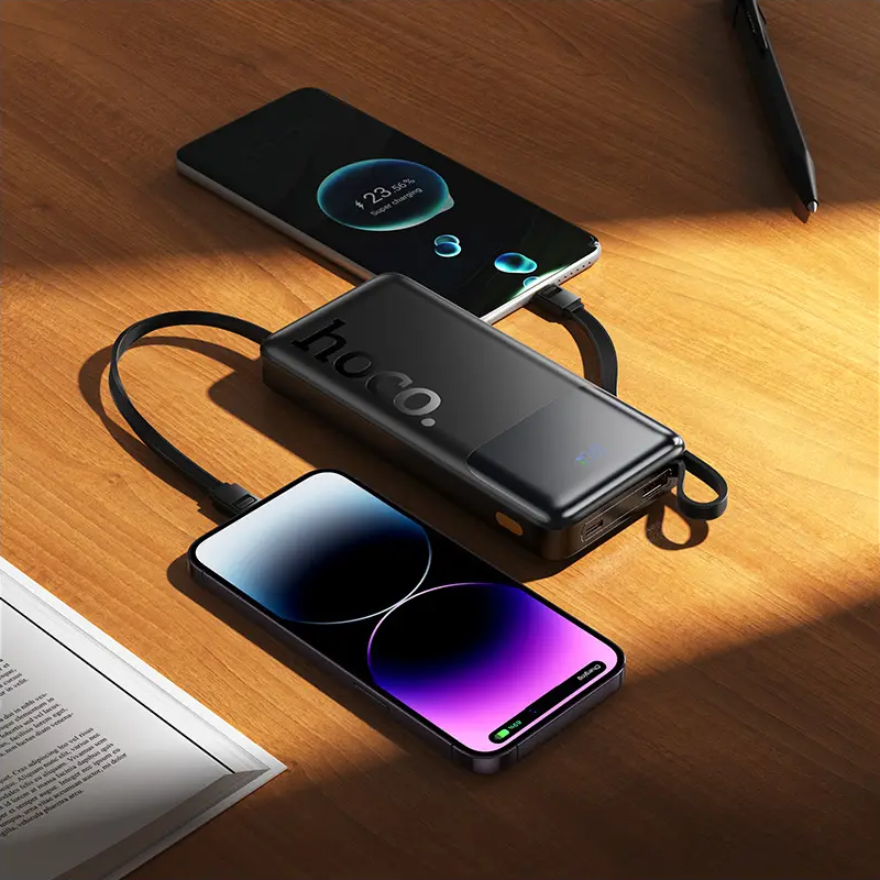 Εξωτερική Μπαταρία HOCO J156 Founder, 10000mAh, 22.5W, QC + PD, 1 x Lightning - 1 x microUSB - 1 x USB-A - 2 x USB-C, Μαύρο