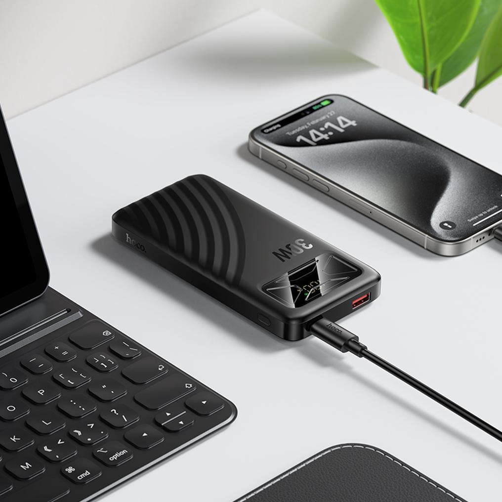 Εξωτερική μπαταρία HOCO Q42, 10000mAh, 30W, QC + PD, 1 x USB-A - 1 x USB-C, Μαύρη