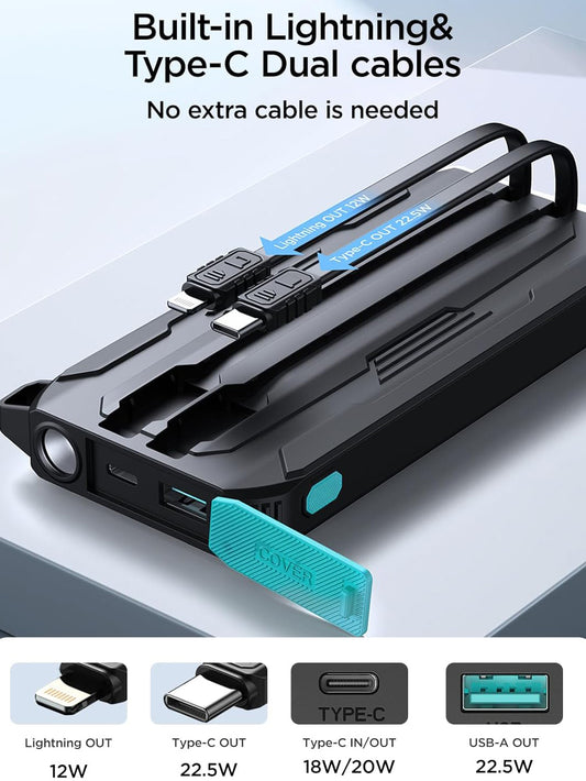 Εξωτερική Μπαταρία Joyroom JR-L017, 10000mAh, 22.5W, QC + PD, 1 x Lightning - 1 x USB-A - 2 x USB-C, Μαύρη