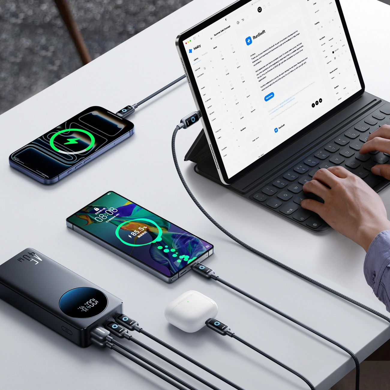 Εξωτερική Μπαταρία Joyroom JR-PBF02 Pro, 20000mAh, 45W, QC + PD, 2 x USB-A - 2 x USB-C, Μαύρο