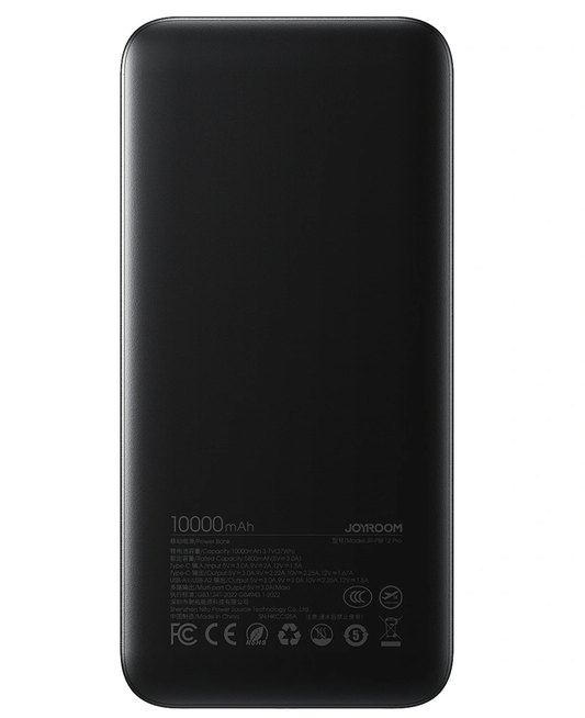 Εξωτερική Μπαταρία Joyroom JR-PBF12 Pro, 10000mAh, 22.5W, QC + PD, 1 x USB-C - 2 x USB-A, Μαύρο