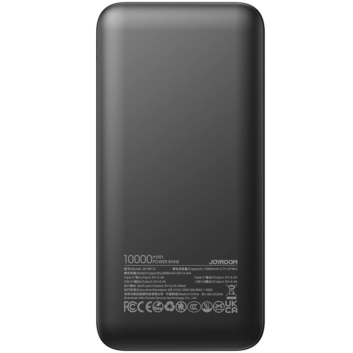 Εξωτερική μπαταρία Joyroom JR-PBF12, 10000mAh, 12W, 1 x USB-C - 2 x USB-A, Μαύρο