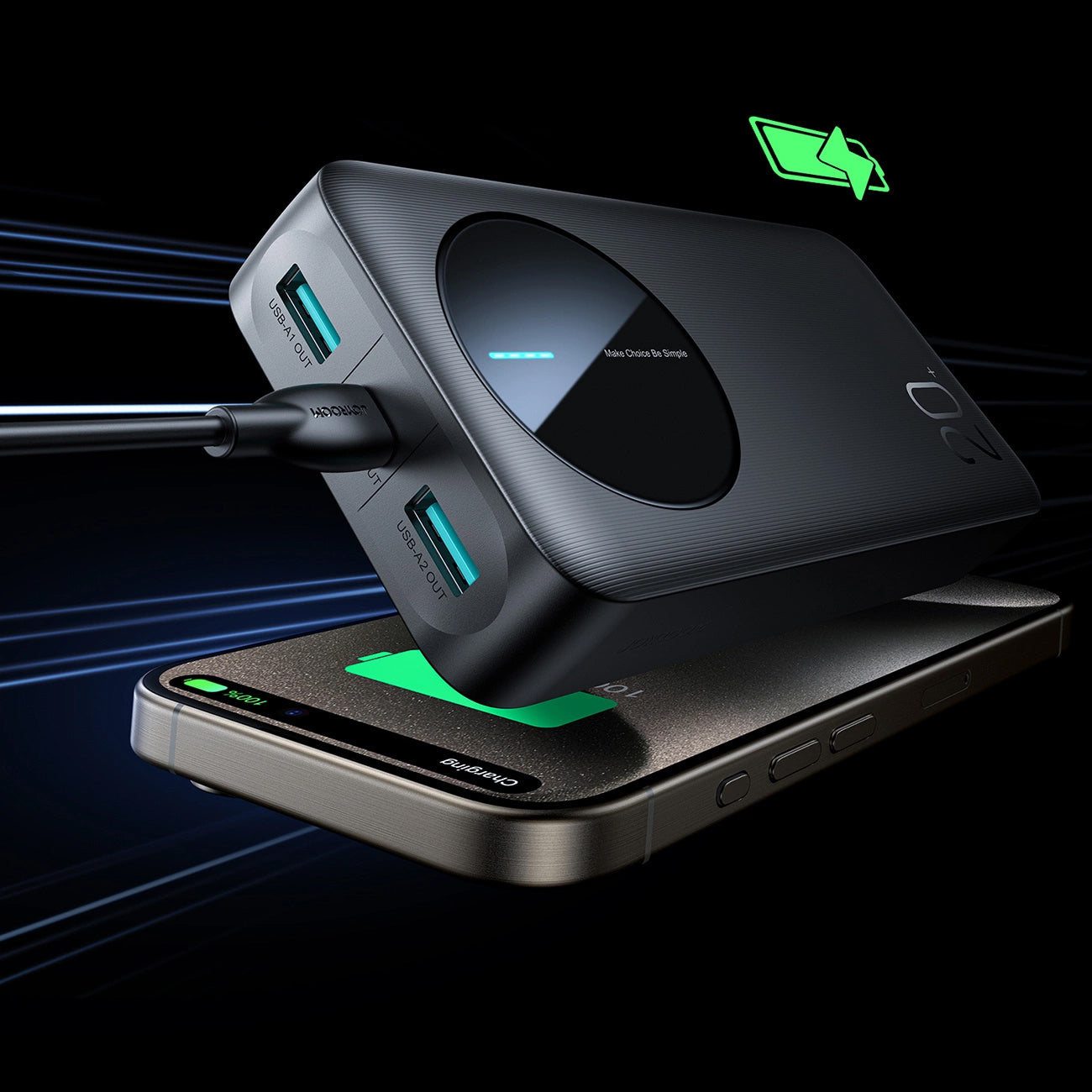 Εξωτερική Μπαταρία Joyroom JR-PBF14, 20000mAh, 12W, 1 x USB-C - 2 x USB-A, Μαύρη