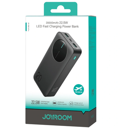 Εξωτερική Μπαταρία Joyroom JR-PBF14 Pro, 20000mAh, 22.5W, QC + PD, 1 x USB-C - 2 x USB-A, Μαύρη