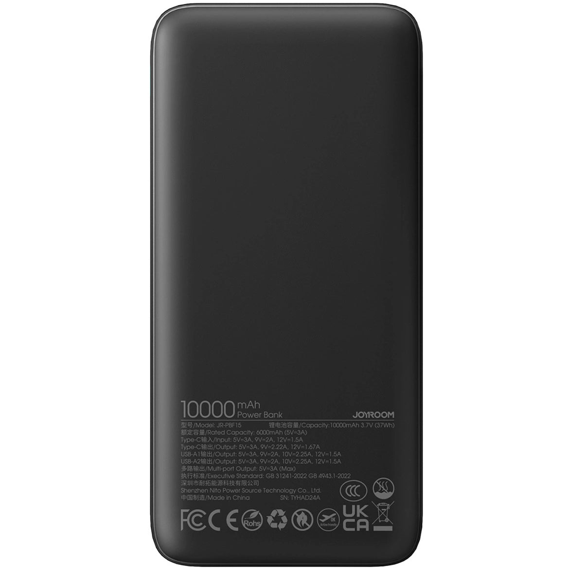 Εξωτερική μπαταρία Joyroom JR-PBF15, 10000mAh, 22.5W, QC + PD, 1 x USB-C - 2 x USB-A, Μαύρο 