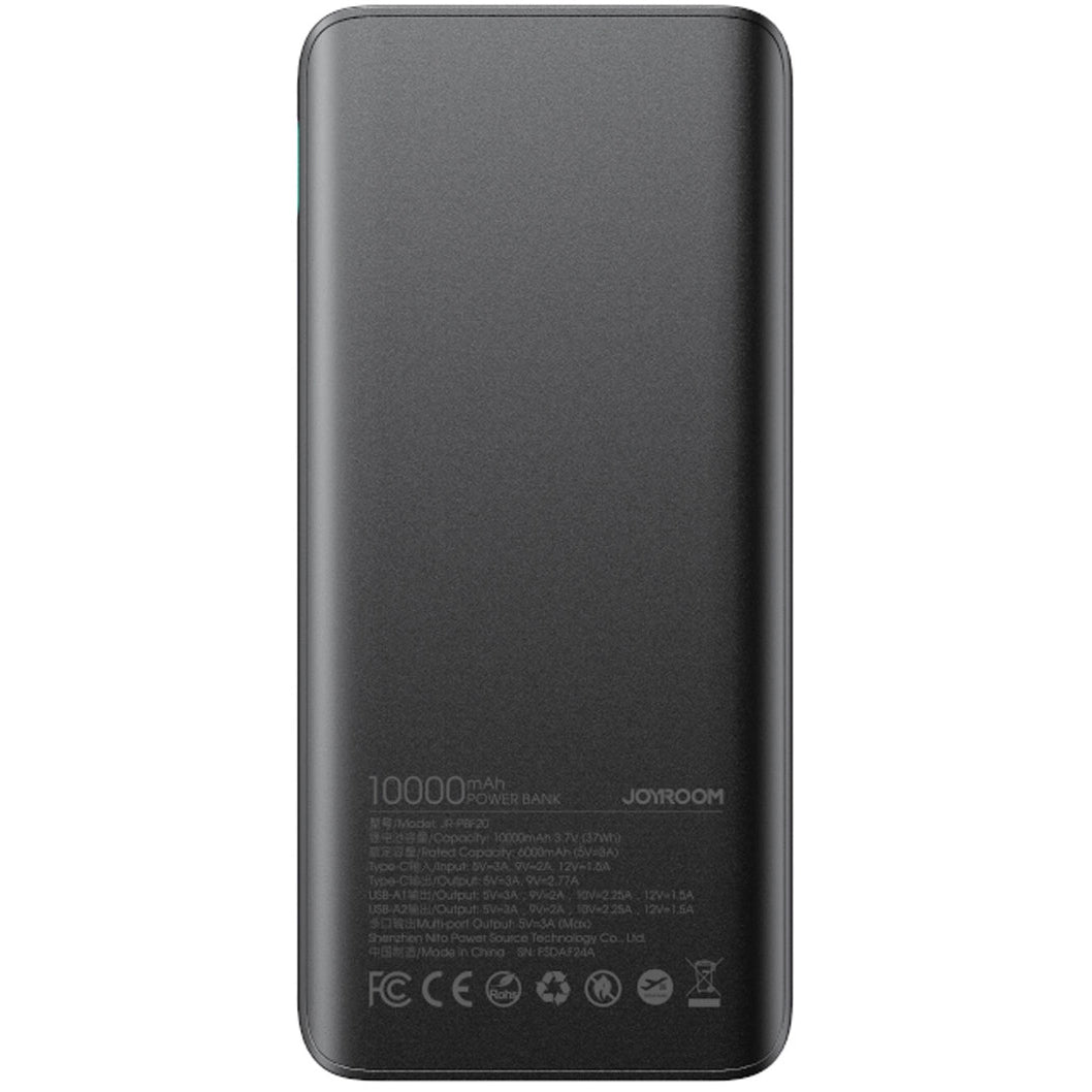 Εξωτερική Μπαταρία Joyroom JR-PBF20, 10000mAh, 25W, QC + PD, 1 x USB-C - 2 x USB-A, Μαύρη