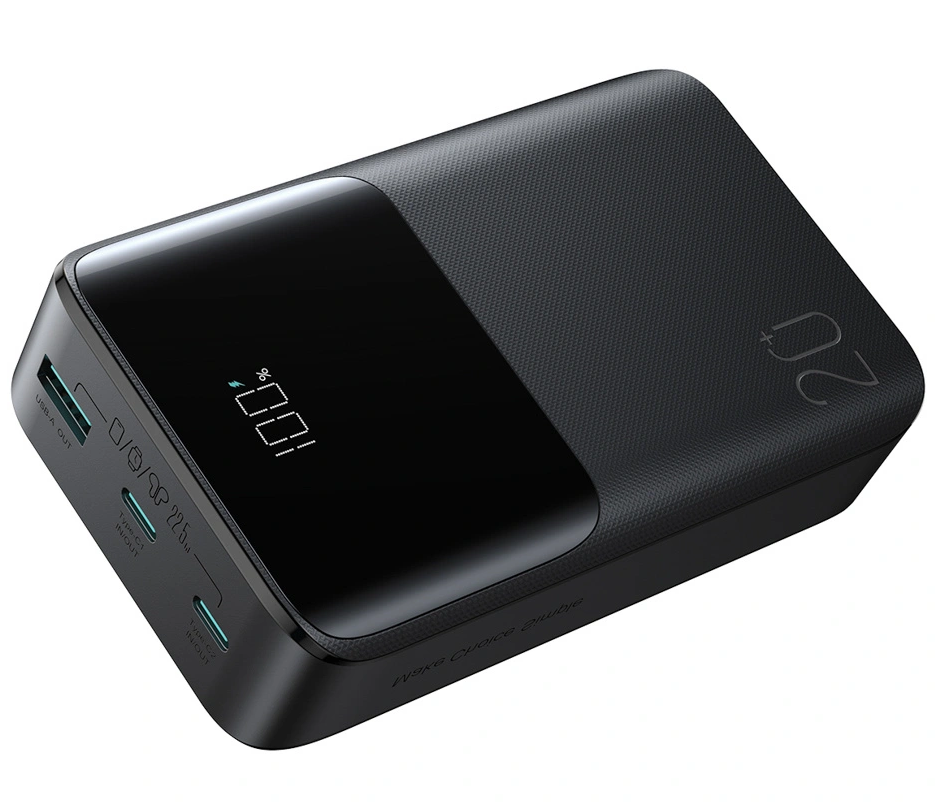 Joyroom JR-QP192 External Battery, 20000mAh, 22.5W, QC + PD, 1 x USB-A - 2 x USB-C, Black