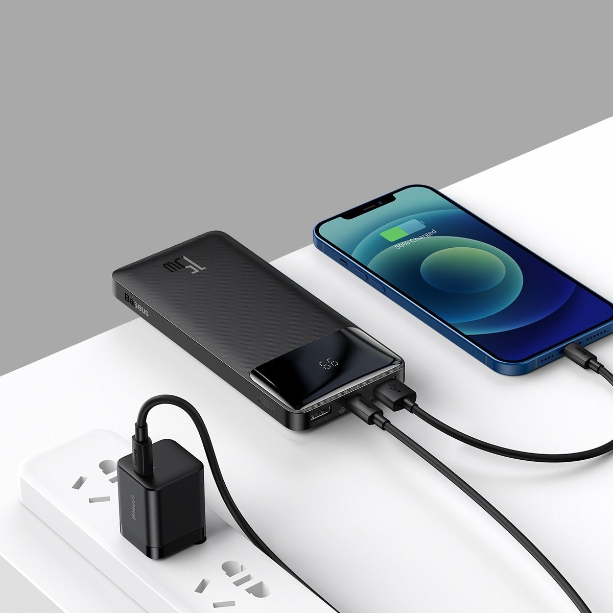 Εξωτερική μπαταρία Baseus Bipow, 10000mAh, 15W, 1 x USB-C - 2 x USB-A, μαύρο PPBD050001 