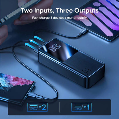 Εξωτερική Μπαταρία Joyroom JR-QP193, 30000mAh, 22.5W, QC + PD, 1 x USB-C - 2 x USB-A, Μαύρο