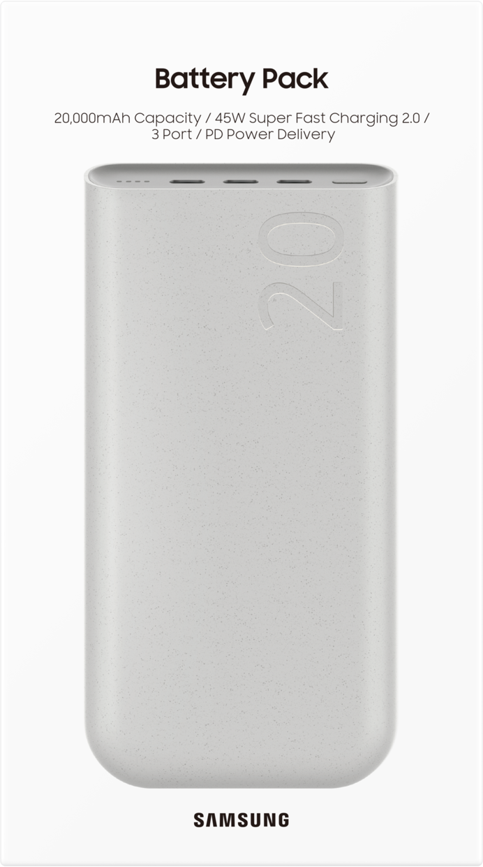 Εξωτερική μπαταρία Samsung, 20000mAh, 45W, PD, 3 x USB-C, μπεζ EB-P4520XUEGEU 