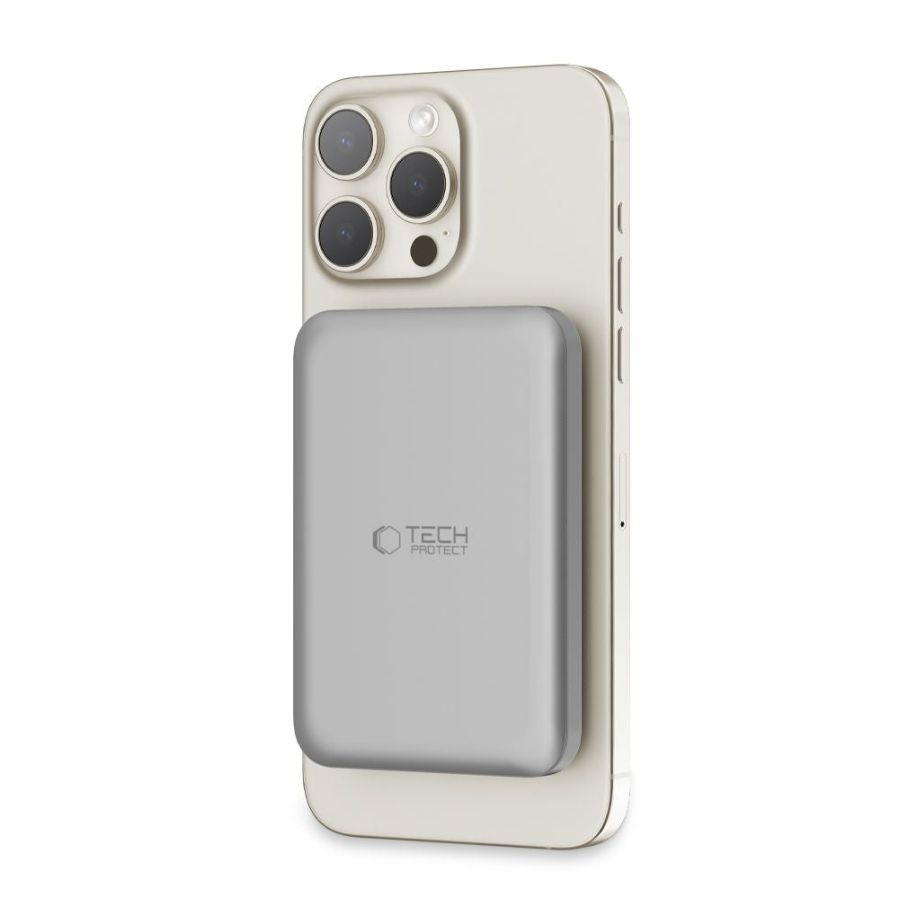 Tech-Protect PB10 LifeMag Εξωτερική ασύρματη μπαταρία, 5000mAh, 15W, PD + FQI, 1 x QI - 1 x USB-C, γκρι 