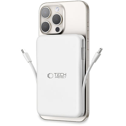 Εξωτερική ασύρματη μπαταρία Tech-Protect PB31 LifeMag, 10000mAh, 15W, FQI, 1 x Lightning - 1 x QI - 1 x USB-A - 1 x USB-C, Λευκό