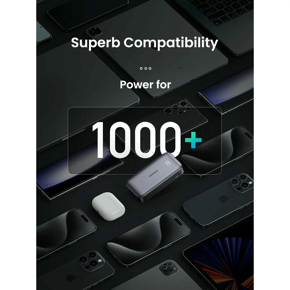 UGREEN PB502 External Battery, 10000mAh, 30W, QC + PD, 1 x USB-A - 1 x USB-C, Grey