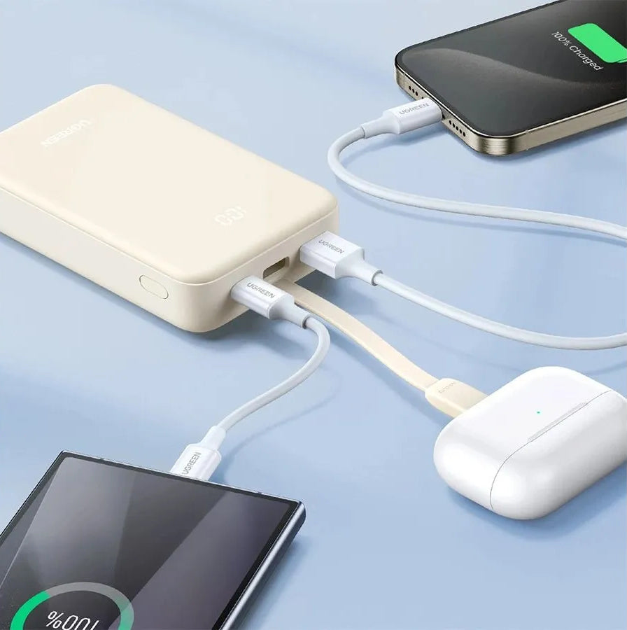 Εξωτερική Μπαταρία UGREEN PB521, 20000mAh, 30W, QC + PD, 1 x USB-A - 2 x USB-C, Λευκή