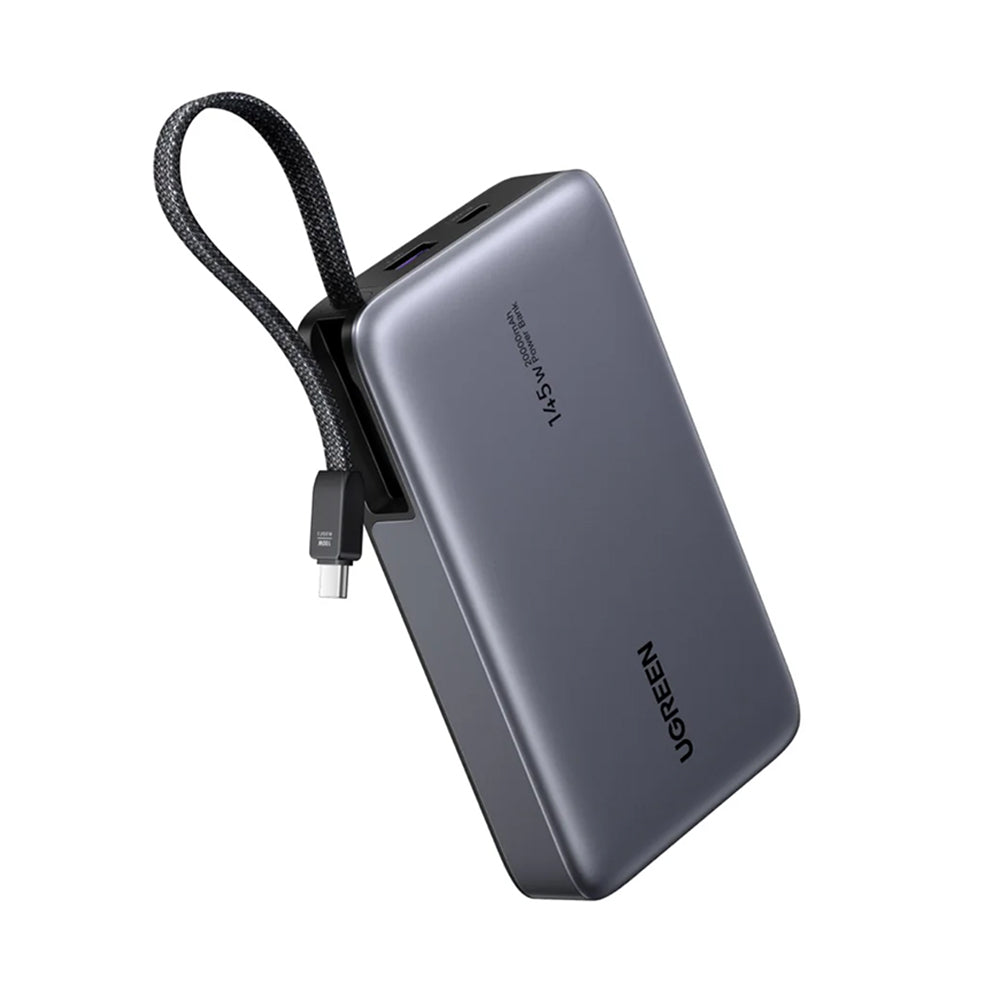 UGREEN PB551 External Battery (55992), 20000mAh, 145W, QC + PD, 1 x USB-A - 2 x USB-C, Gray
