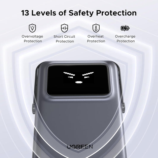 Εξωτερική Μπαταρία Wireless UGREEN PB572 Uno, 10000mAh, 20W, PD + FQI, 1 x QI - 1 x USB-C, Γκρι