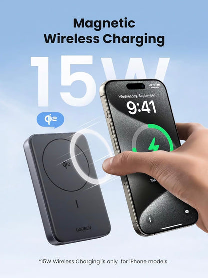 Εξωτερική Μπαταρία UGREEN PB761, 10000mAh, 30W, PD + FQI, 1 x QI - 1 x USB-C, Γκρι