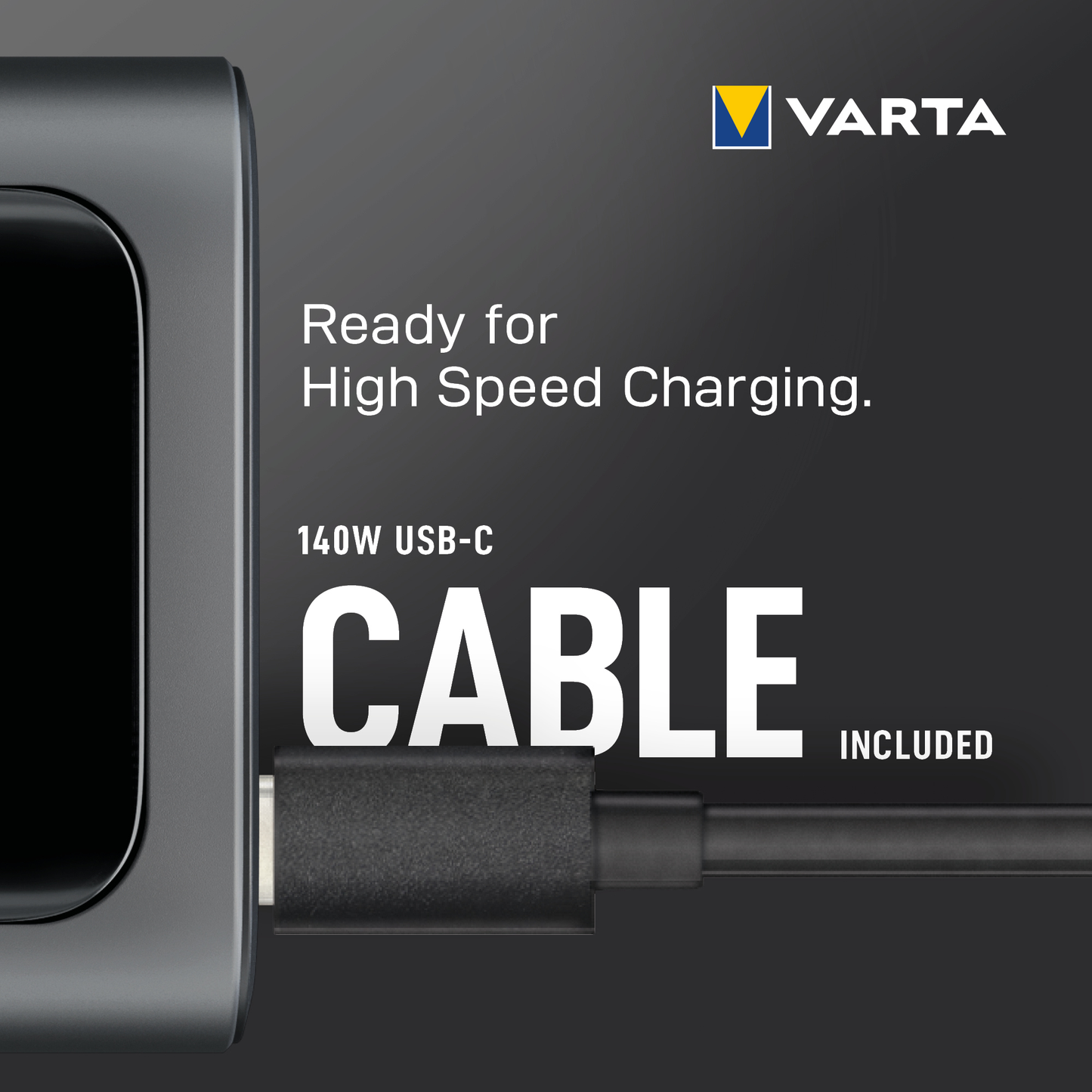 Εξωτερική Μπαταρία Varta High Speed, 27000mAh, 140W, QC + PD, 1 x USB-A - 2 x USB-C, Μαύρη