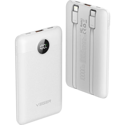 Εξωτερική Μπαταρία Veger C11C, 10000mAh, 22.5W, QC + PD, 1 x Lightning - 1 x USB-A - 2 x USB-C, Λευκή