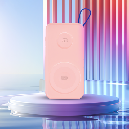3MK PastelUp Wireless External Battery, 10000mAh, 22.5W, QC + PD + FQI, 1 x USB-A - 1 x USB-C - 2 x QI, Pink