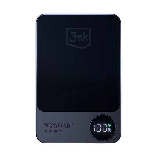 3MK MagSynergy Ασύρματη εξωτερική μπαταρία, 5000mAh, 18W, PD + FQI, 1 x QI - 1 x USB-C, Μαύρο