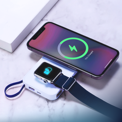 Εξωτερική Μπαταρία Wireless 3MK PastelUp, 10000mAh, 22.5W, QC + PD + FQI, 1 x USB-A - 1 x USB-C - 2 x QI, Λευκή