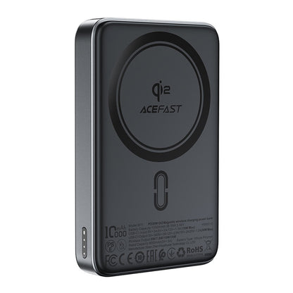 Εξωτερική Μπαταρία Wireless Acefast M11, 10000mAh, 30W, PD + FQI, 1 x QI - 1 x USB-C, Μαύρη