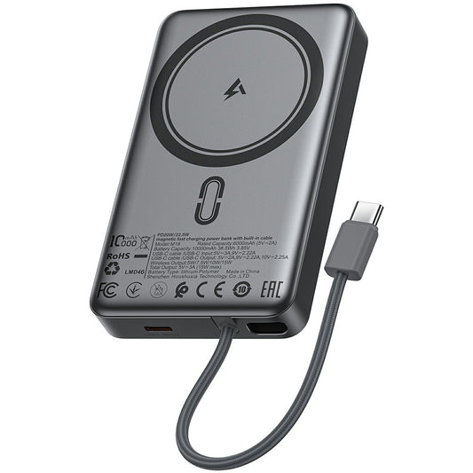 Εξωτερική Μπαταρία Wireless Acefast M18, 10000mAh, 22.5W, PD + FQI, 1 x QI - 2 x USB-C, Μαύρη