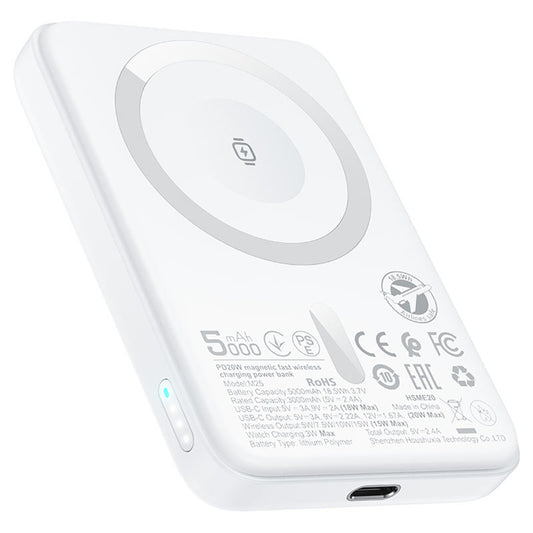 Εξωτερική Μπαταρία Wireless Acefast M25, 5000mAh, 20W, PD + FQI, 1 x QI - 1 x USB-C, Λευκή