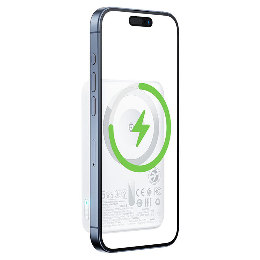 Εξωτερική Μπαταρία Wireless Acefast M25, 5000mAh, 20W, PD + FQI, 1 x QI - 1 x USB-C, Λευκή