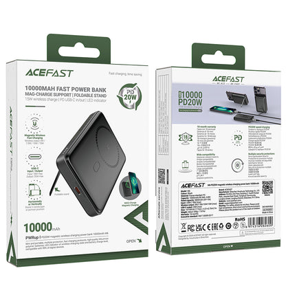 Εξωτερική Μπαταρία Wireless Acefast M6, 10000mAh, 20W, PD + FQI, 1 x QI - 1 x USB-C, Μαύρη