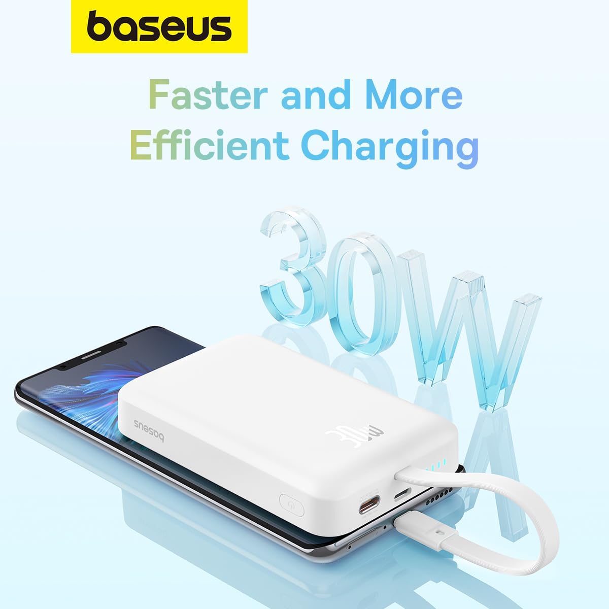 Εξωτερική Μπαταρία Wireless Baseus Magnetic Mini, 10000mAh, 30W, PD + FQI, 1 x QI - 2 x USB-C, Λευκή P1002210B223-00