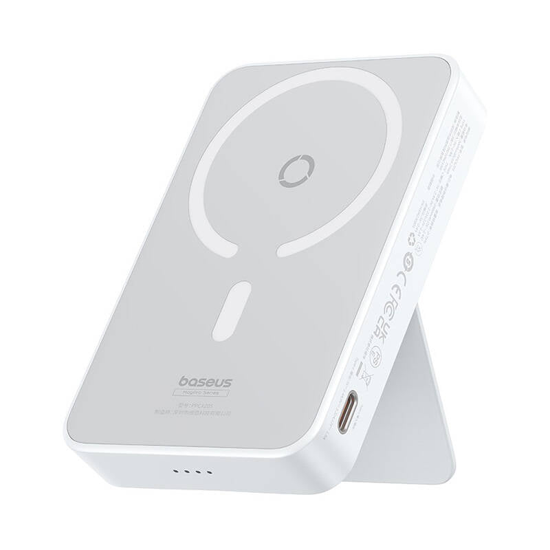 Εξωτερική Μπαταρία Wireless Baseus MagPro PPCXZ05, 5000mAh, 20W, PD + FQI, 1 x QI - 1 x USB-C, Λευκή P10064101223-00