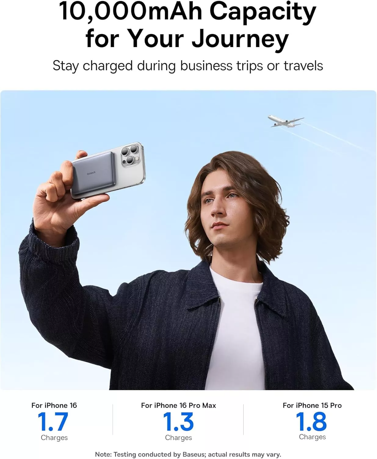 Εξωτερική Μπαταρία Ασύρματη Baseus PicoGo AM41, 10000mAh, 27W, PD + FQI, 1 x QI - 1 x USB-C, Γκρι E0027200