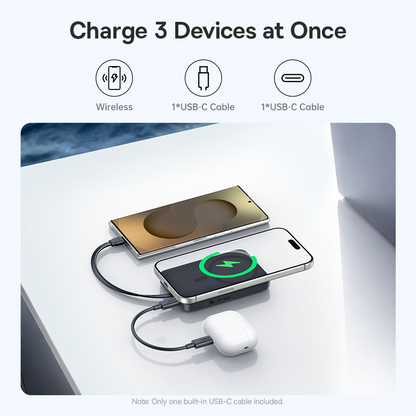 Baseus EnerFill FM11 Magnetic Wireless External Battery, 10000mAh, 30W, PD + FQI, 1 x QI - 2 x USB-C, Black E0028904
