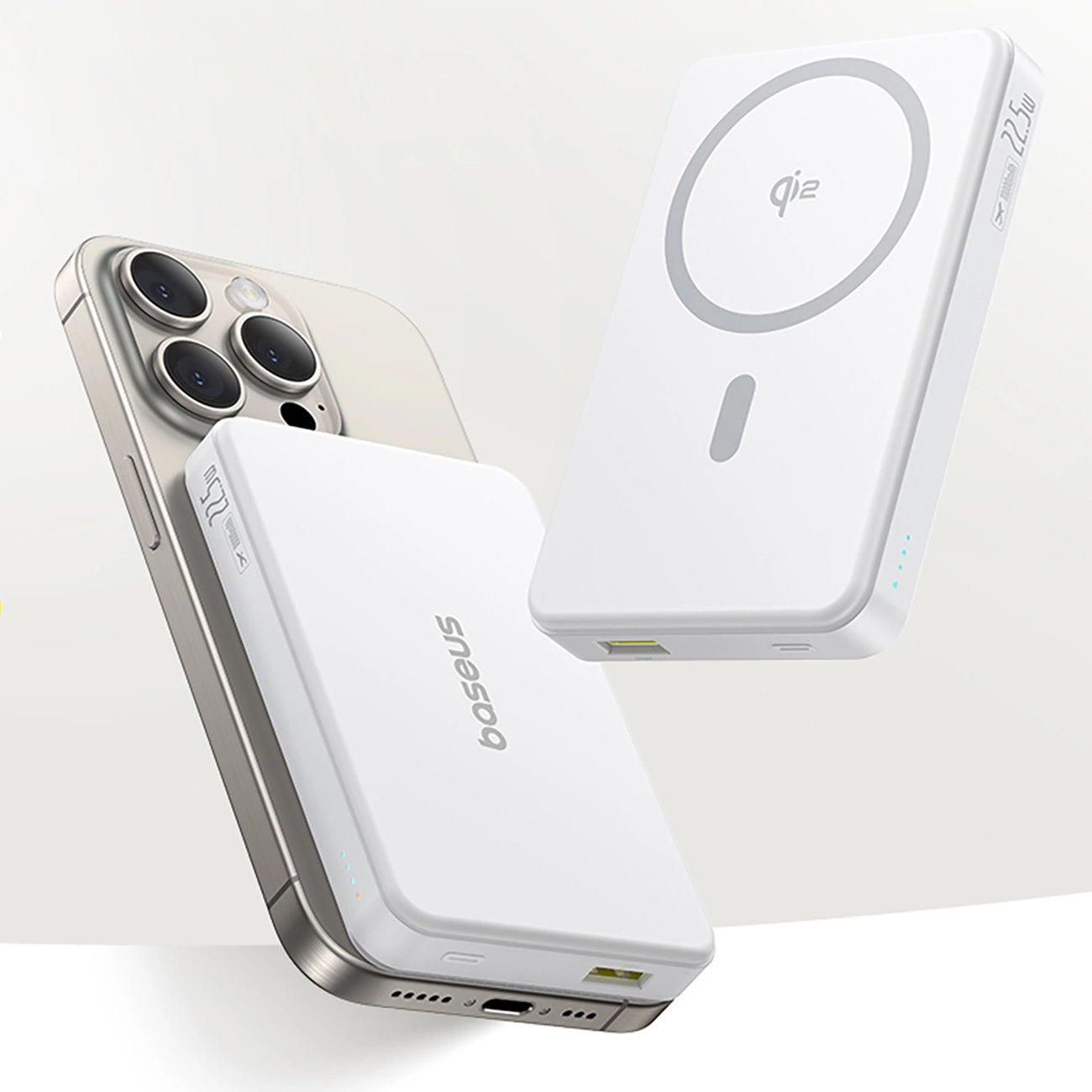 Εξωτερική Μπαταρία Wireless Baseus Airpow2 Qi2, 10000mAh, 22.5W, QC + PD + FQI, 1 x QI - 1 x USB-A - 1 x USB-C, Λευκή P10080000213-00