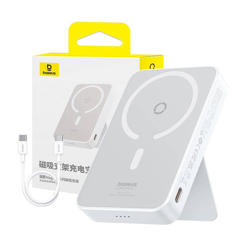 Εξωτερική Μπαταρία Wireless Baseus MagPro PPCXZ05, 5000mAh, 20W, PD + FQI, 1 x QI - 1 x USB-C, Λευκή P10064101223-00