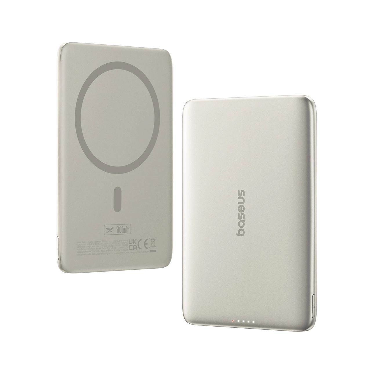 Εξωτερική Μπαταρία Wireless Baseus PicoGo AM41, 5000mAh, 20W, PD + FQI, 1 x QI - 1 x USB-C, Μπεζ