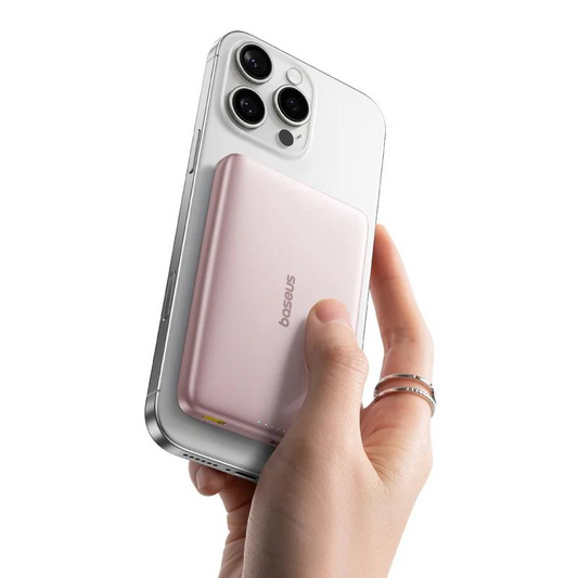 Εξωτερική Μπαταρία Wireless Baseus PicoGo AM41, 10000mAh, 27W, PD + FQI, 1 x QI - 1 x USB-C, Ροζ E0027202