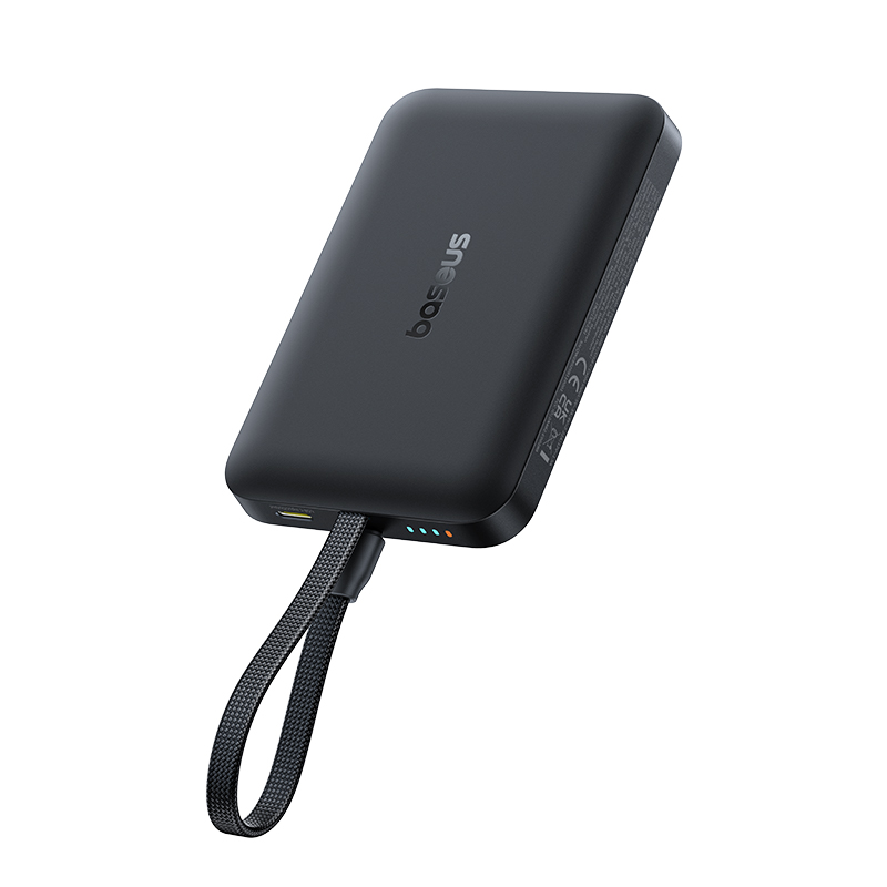 Baseus EnerFill FM11 Magnetic Wireless External Battery, 10000mAh, 30W, PD + FQI, 1 x QI - 2 x USB-C, Black E0028904